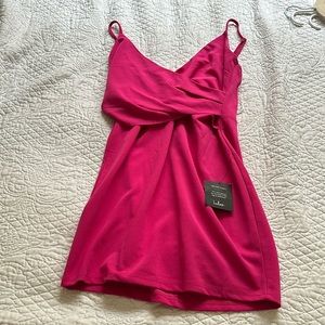 Lulu’s hot pink spaghetti strap dress.
